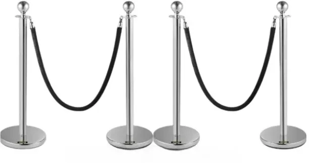 Furnish Stainless Steel Stanchion Rope Set OF 4 Braided Rope