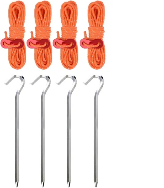 ALANES Outdoor Camping Tent Stakes Pegs with Guyline Tent Rope Hiking Accessories Climbing Rope