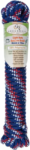 Greenwood Rope Outdoor Light Duty 8mm 10m Braided Rope