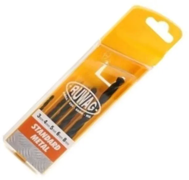 RUWAG 5 Piece Standard Metal Drill Bit Set: 3mm - 8mm Rotary Bit Set