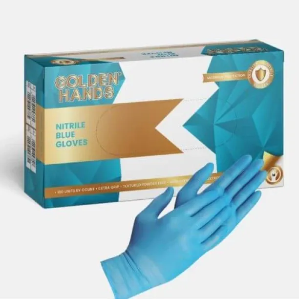 Goldenhands Medium Powder Free Nitrile Gloves (100s) Nitrile  Safety Gloves