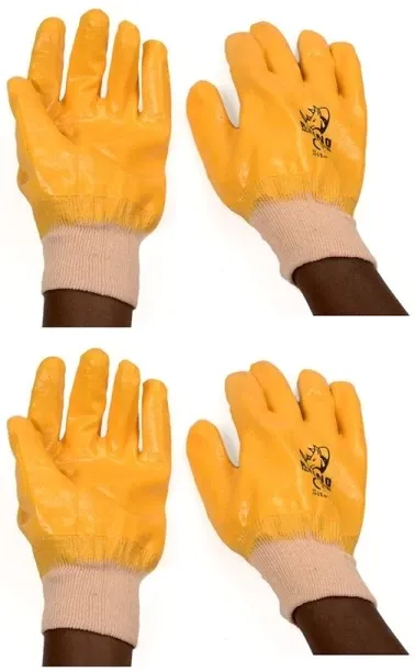 Skudo Fully Dipped Knitted Wrist Latex, Synthetic  Safety Gloves