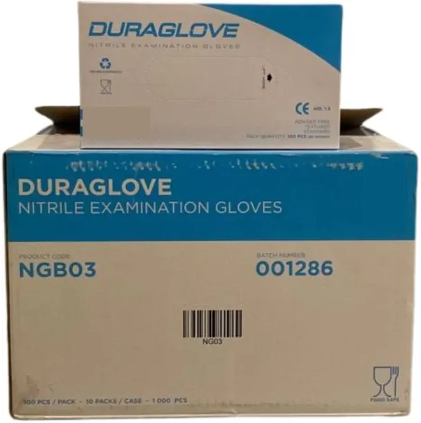 DURAGLOVE BLUE NITRILE GLOVES SMALL Nitrile  Safety Gloves