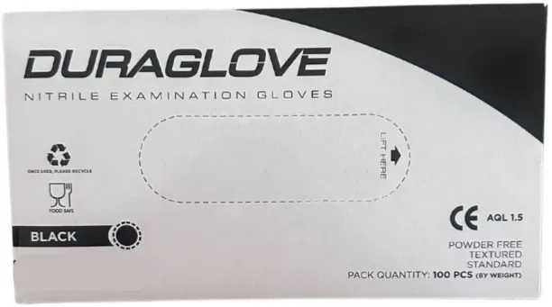 DURA GLOVE DURAGLOVE BLACK NITRILE XL Nitrile  Safety Gloves