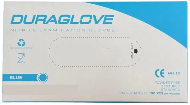 DURAGLOVE BLUE NITRILE GLOVES EXTRA LARGE Nitrile  Safety Gloves