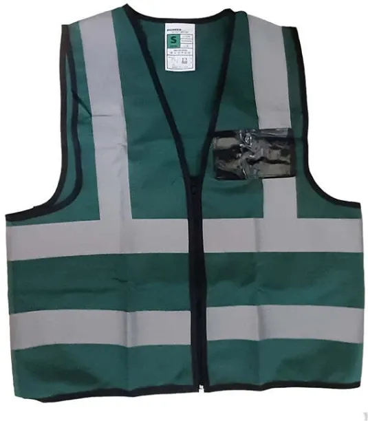 PIONEER SAFETY Vests Reflective Zip Id Pocket Dark Green Safety Jacket