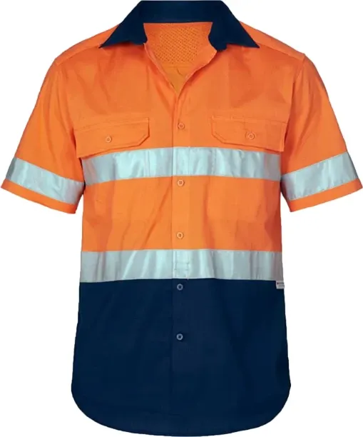 Diphala Workwear Hi-Vis Reflective Two Tone Vented Short Sleeve Work Shirt Safety Jacket
