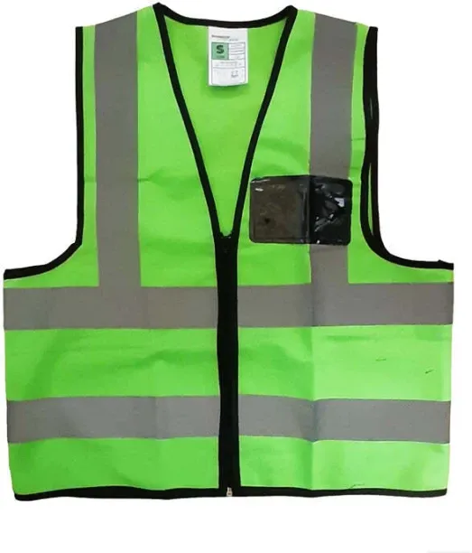 PIONEER SAFETY Vests Reflective Zip Id Pocket Green Safety Jacket