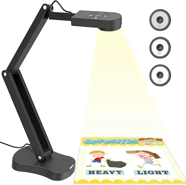 LEMON 8MP USB Document Camera for Teachers and Classroom for A3 A4 Size with Dual Mic, 3-Level LED …
