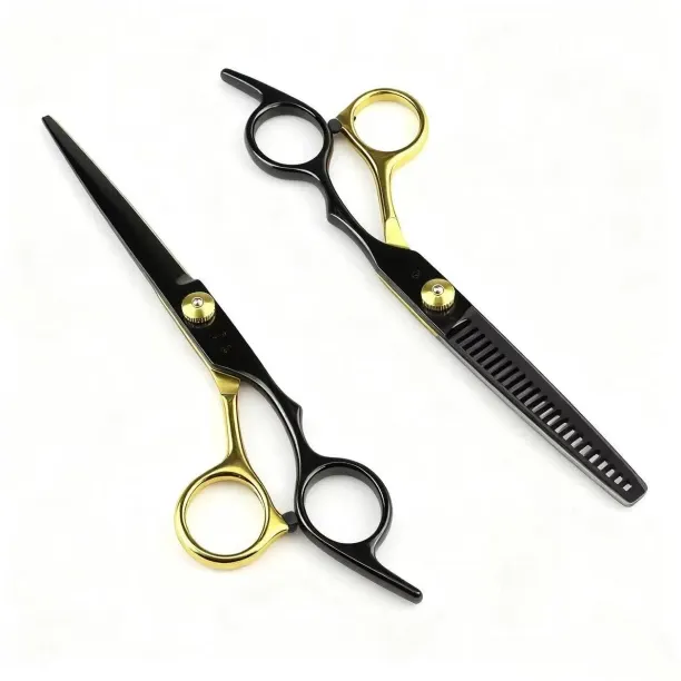JOYBELLA 6-inch black gold fashion high screw stainless steel professional hair salon scissors Scis…