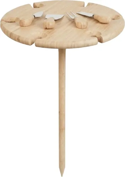 Maisonware Bamboo | Collabsible Picnic Stand with cheese knives Tray Serving Set