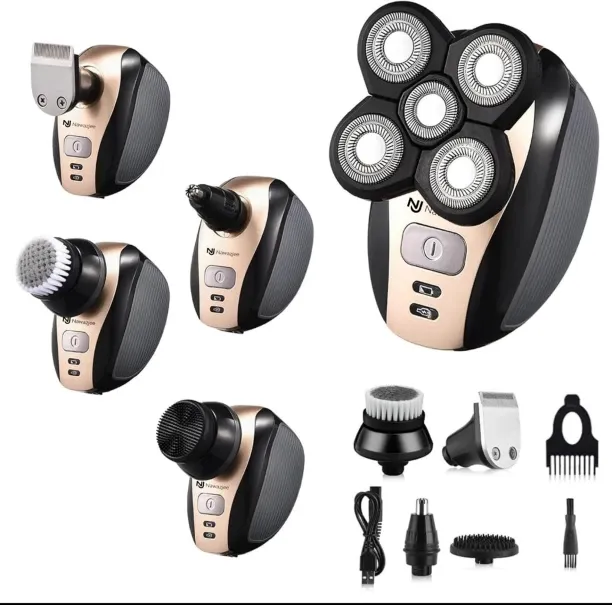 Finevr 5 in 1 Electric Shaver Bald Head Shaver Head Shavers for Bald Men Electic Razor Waterproof I…