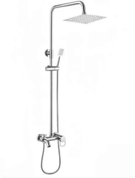 SHOWER COLOUM SHOWER Stainless Steel Wall Mounted Adjustable Full Shower Set - Square PACK OF 2 SHO…