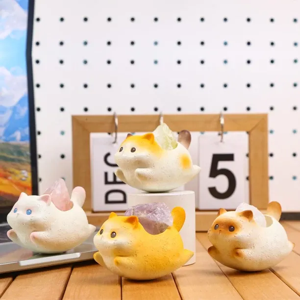 XINhui Cat ornaments, Cat rocking crystal ornaments, home living room desktop decoration, resin cra…