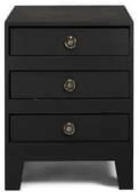 Furnwood Furniture Three Drawer Solid Wood Bedside Table