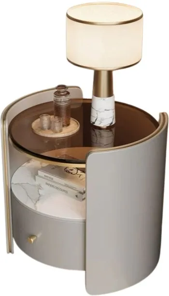 LUXY Luna Marble Accent Bedside Table Engineered Wood Bedside Table