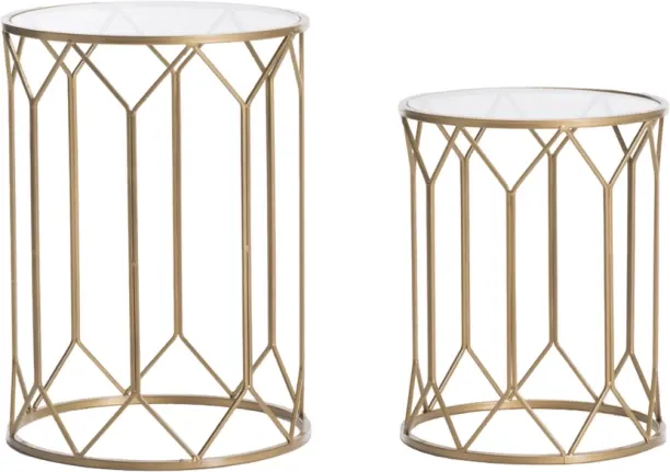 2 Geometric Gold Side Tables 786341 Metal Side Table