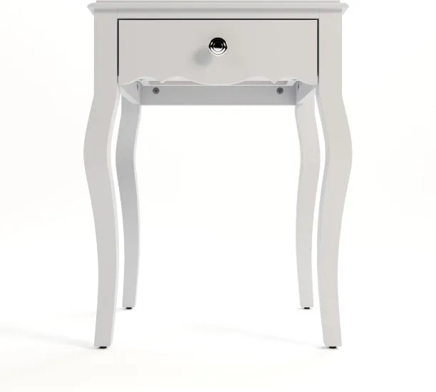 BAM! Camille 1 Drawer Bedside Table - White Engineered Wood Bedside Table