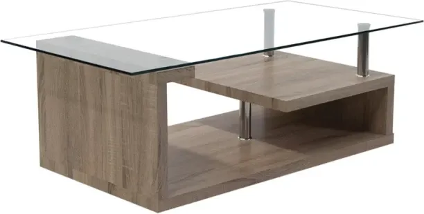 SMTE Coffee Tables Tempered Glass Top Glass Side Table