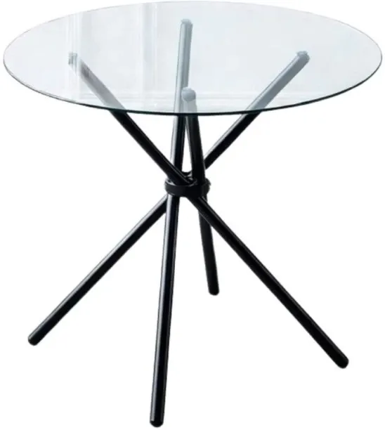 LUXY Black Star legged Glass Stand Glass Side Table