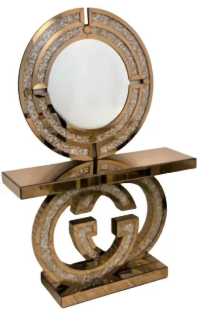 Side Tables Rectangular Glass Console Table With Round Contemporary Mirror Steel Console Table
