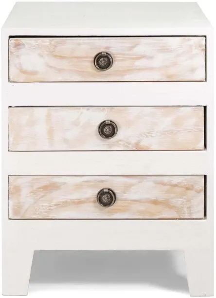Furnwood Furniture Three Drawer Solid Wood Bedside Table