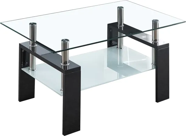 Golden Star Africa Coffee Table Temper Glass Tabletop Engineered Wood Side Table