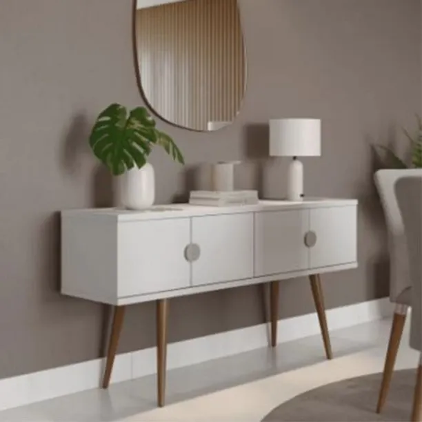 dc Abbey Buffet - Off White Matte Natural Engineered Wood Side Table