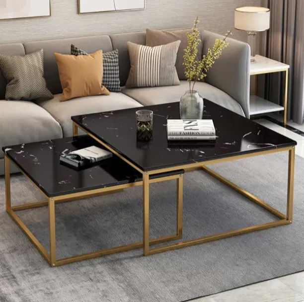 Designer Concepts Rowena Nesting Coffee Table -Black Steel Side Table