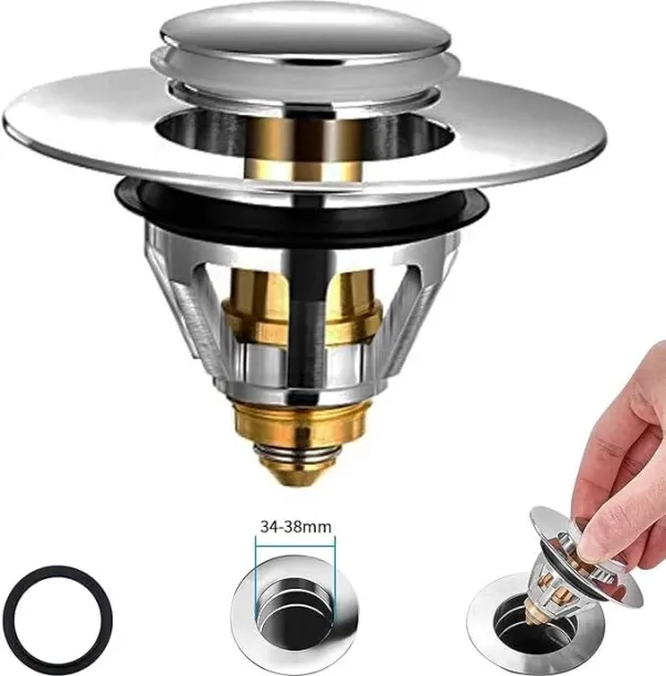 marevic Bathroom Sink Plug Replacement, Brass Universal Pop Up Drain Stopper with Bounce Core, Bath…