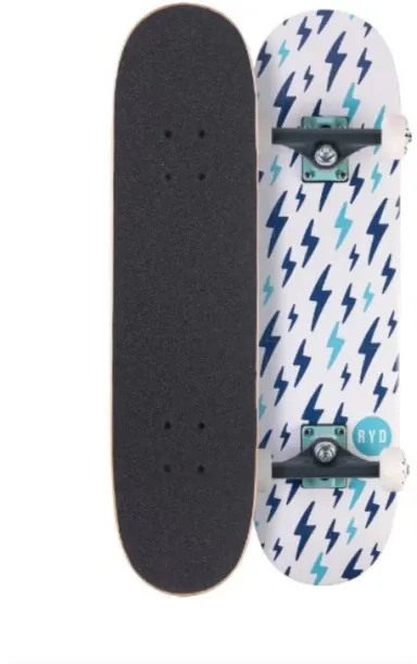 HOME GYM First Push 6.5 Inch Complete Skateboard -Lightning Strike 28.2 inch x 6.5 inch Skateboard