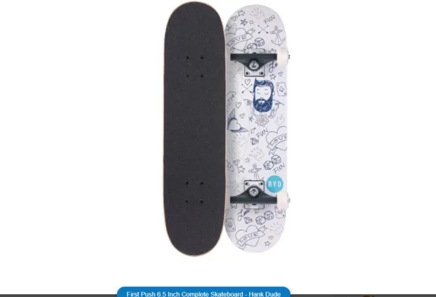 HOME GYM First Push 6.5 Inch Complete Skateboard - Hanker Dude 28.2 inch x 6.5 inch Skateboard