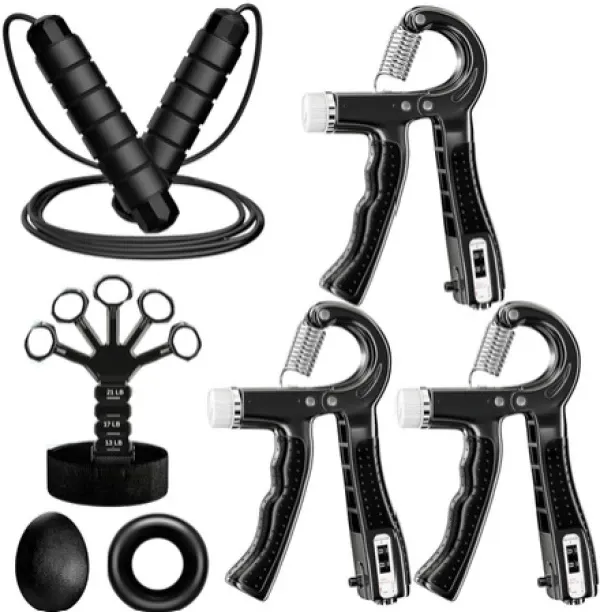 Shopnmore Tangle Free Jump Rope, Grip Strength Trainer Kit with Automatic Count & Bag Freestyle Ski…