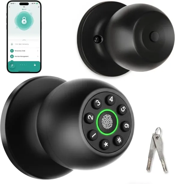 SHIJIN Smart Fingerprint Door Knob with Keypad, Fingerprint Door Lock, Keyless Entry Door Lock, Bio…