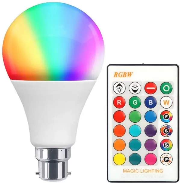 RGBW- Magic Lighting LED - White and Colour Changing RGB Light Bulb - Bayonet Ceiling Lamp