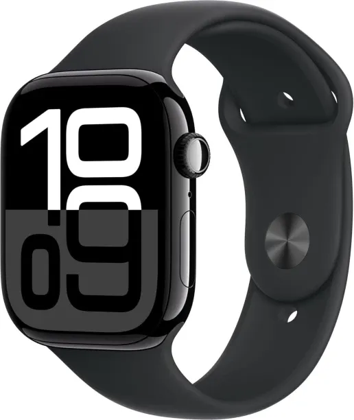Apple Watch Series 10 (GPS + Cellular 46mm) Smartwatch with Jet Black Aluminium Case with Black Spo…