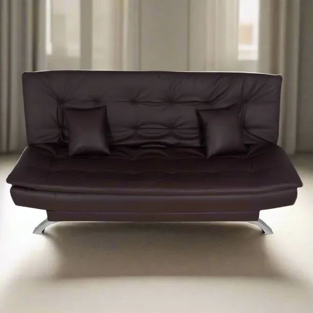 Designer Concepts Torres Sleeper Couch - Faux Leather (PU)-Brown Polyester 2 Seater  Sofa