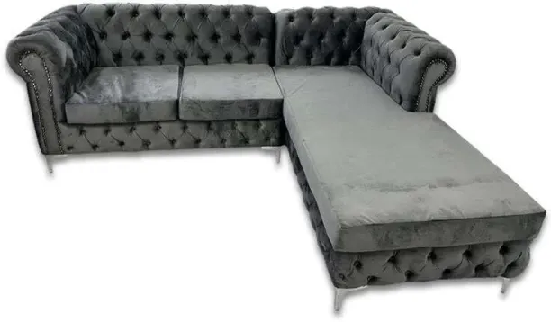 MD Bedding Chesterfield Corner Couch Full-Grain Leather 7 Seater  Sofa
