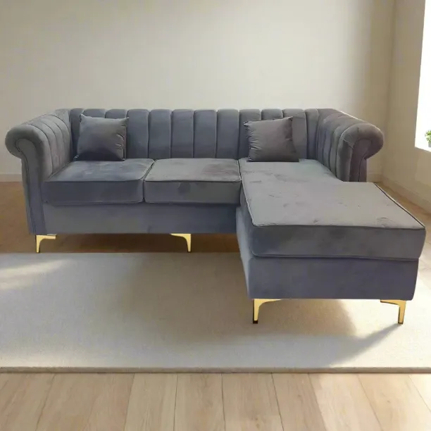 Designer Concepts Latina Universal Stripe Couch-Grey Velvet 3 Seater  Sofa