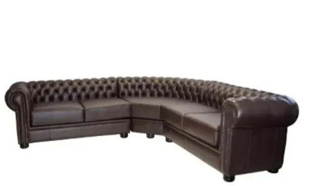TheLink Modern Furnitures CHESFIELD 5 SEATER CORNER COUCH Special -genuine FULL LEATHER D/BROWN (XL…