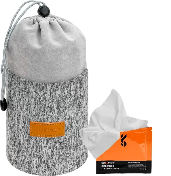 K&F Neoprene Lens Pouch: Padded and Adjustable with a Lens Cloth | KF13.121