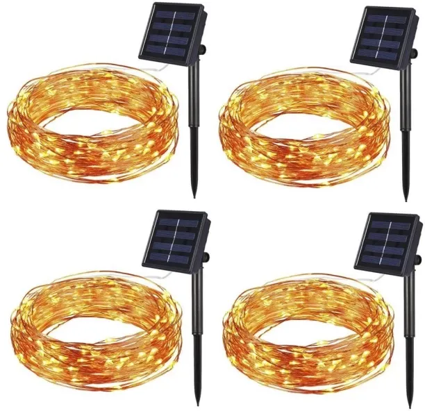HappyDeals 4 Pack Solar Fairy Lights LED Outdoor String Lights - Warm White Solar Light Set