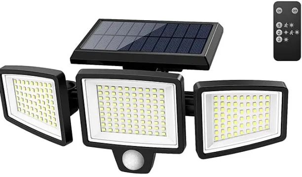 marevic Solar outdoor light 2500LM 210 LED security light with remote control, 3-head motion sensor…