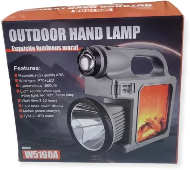 Generic FA-W5106A Solar Powered Large Outdoor Hand Lamp White, Warm White, Red Light Flame Lamp Sol…