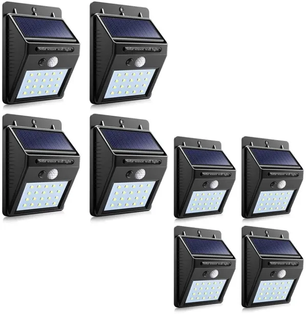HappyDeals Pack of 8 PIP Motion + CDS Night Sensor Solar LED Wall Light Solar Light Set