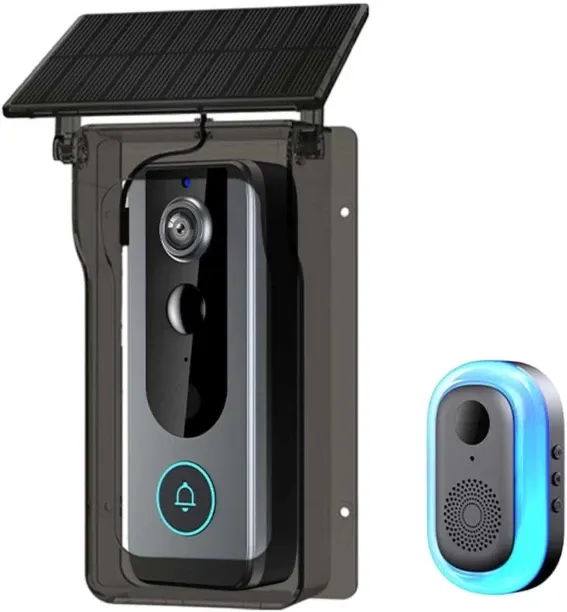 BLUE Solar Video Doorbell, Wireless with Two-Way Audio, High Efficiency Waterproof Solar Panel Char…