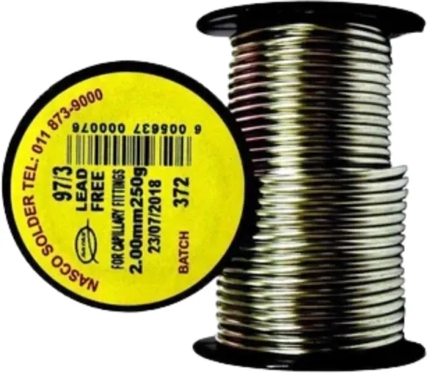 NASCO 97/3 Solid Solder Plumbing Wire 2.0mm 250g Temperature Controlled