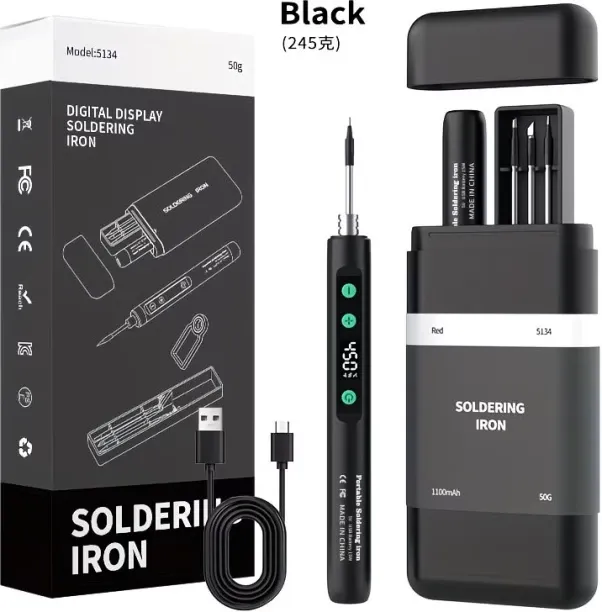 Happyfun Cordless Soldering Iron Kit with LCD Display, Adjustable Temperature & High Capacity - Typ…