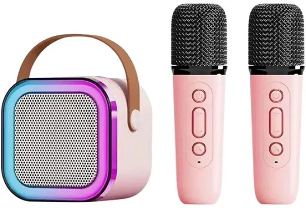 Karaoke Sound Speaker and Microphone Colourful Karaoke Sound System with Voice Changer Bluetooth Pa…