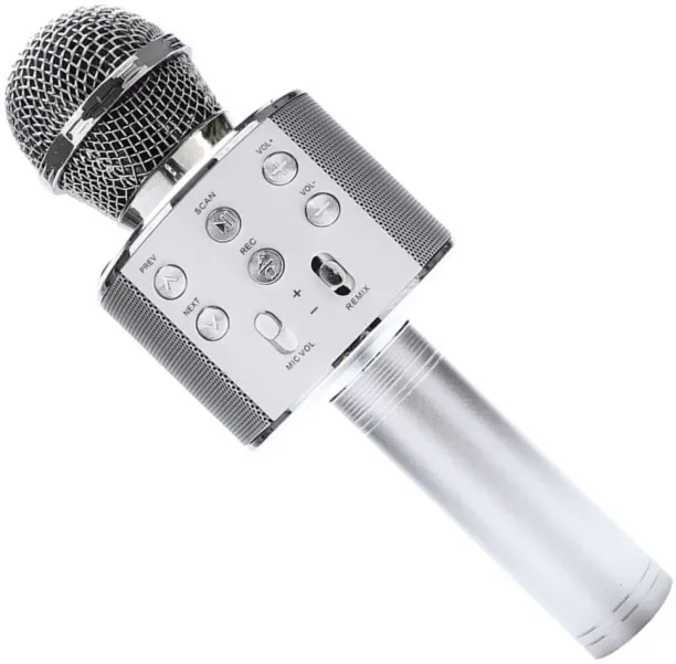 Karaoke Microphone Wireless Bluetooth, Portable Handheld Mic Speaker MIC SILVER Microphone